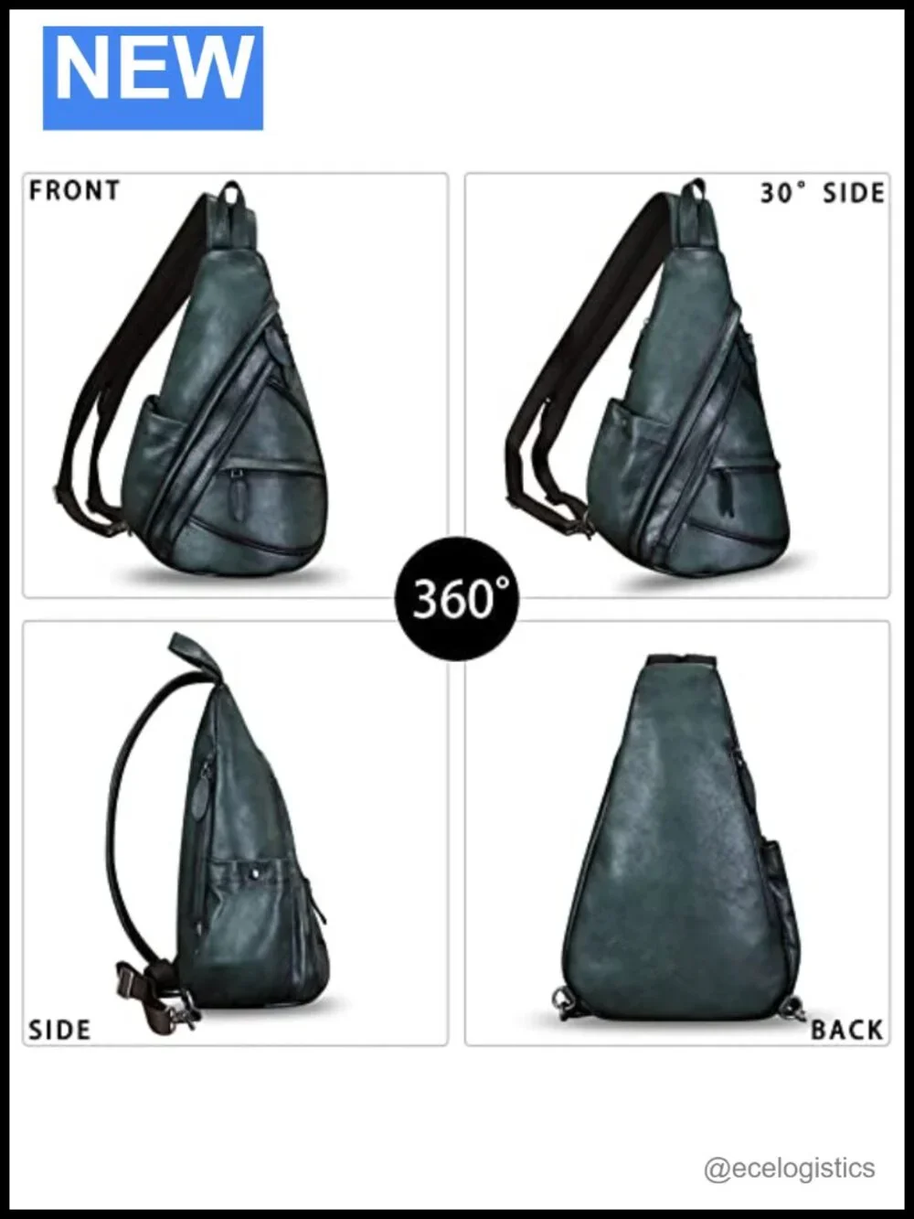 Genuine Leather Sling Bag Crossbody Backpack Chest Bag